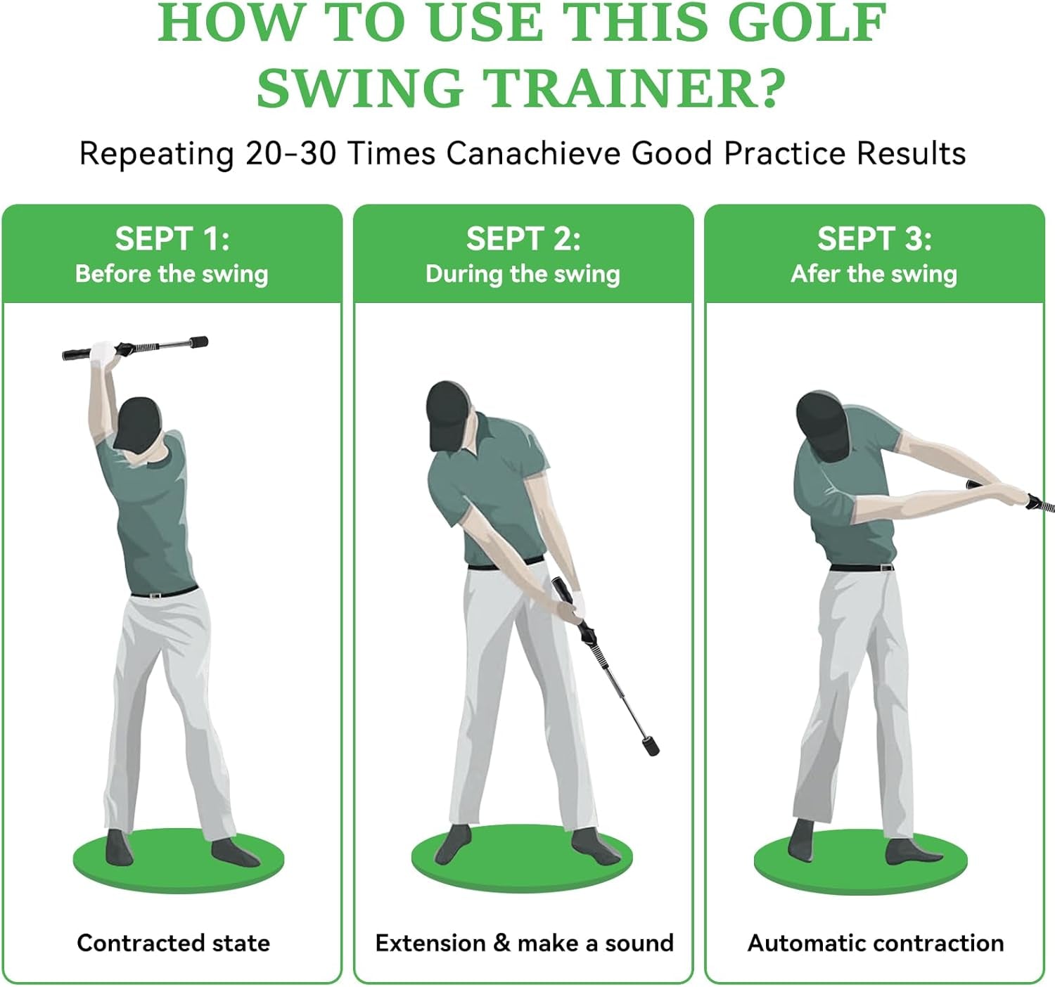 Golf Swing Training Aid, Retractable Golf Grip Trainer for Golf Training, Golf Swing Trainer with Arm Band for Warm-Up, Right-Handed Grip Trainer Golf Club for Indoor & Outdoor Use