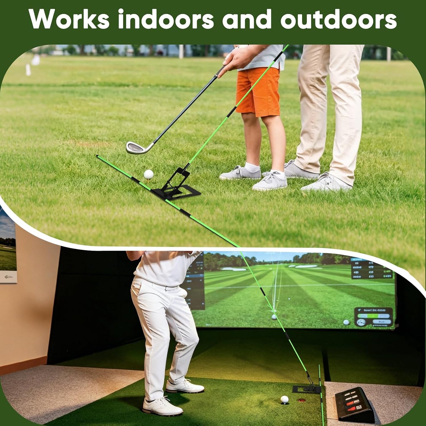 Golf Alignment Sticks Holder with Angle Adjustment, Golf Training Aid with Golf Alignment Stick, Weighted Golf Swing Training Aid Golf Trainer for Putting, Swing, Aiming