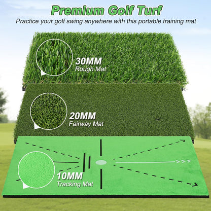 Golf Hitting Mat, Golf Practice Mat for Swing Path Feedback, Extra Replaceable Training Mats with Non-Slip Heavy Duty Rubber Base, Golfer Gifts for Men Women Outdoor Indoor