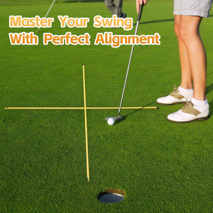 Golf Alignment Sticks 3 Pack, 58 Inch Golf Swing Practice Stick, Adjustable Length Golf Practice Rods Alignment Training Sticks for Aiming, Putting, Full Swing Trainer, Yellow