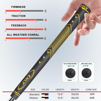Golf Grips 13-Pack High-Performance | All-Weather Anti-Slip Rubber for High Traction & High Feedback Golf Club Grips | Includes 15 Tapes or Complete Repair Kit.