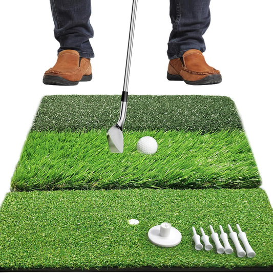 COSPOPTIC Golf Hitting Mat with Swing Path Feedback, Heavy-Duty Rubber Base Anti-Slip Golf Training Mat, Extra Replaceable Surface, Portable Practice Mat for Home Office Garage Yard Indoor Outdoor