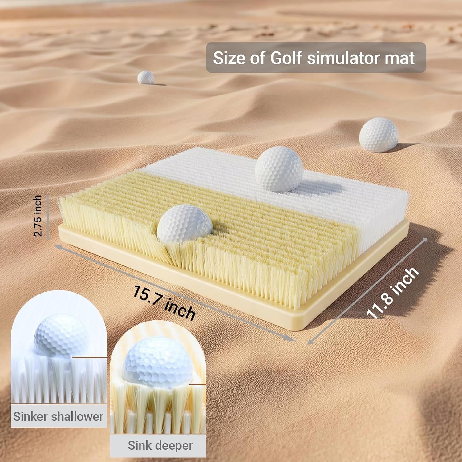 15.7" X 11.8" Golf Bunker Mat, Dual Sand Trap Practice Mat for Bunker Shot & Chipping Training, Portable Golf Training Mat for Indoor Outdoor Use, Golf Training Aid