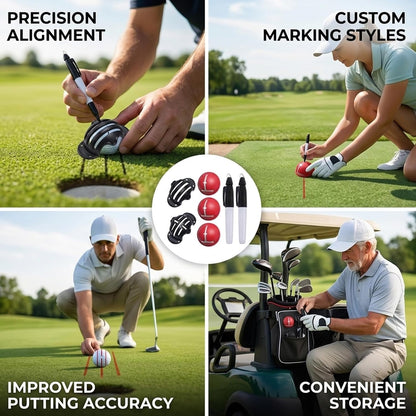 7Pcs Impact Ball Liner Set, Golf Ball Line Marker Tool, Golf Alignment Line Drawing Kit for Putting, Swing Practice & Training
