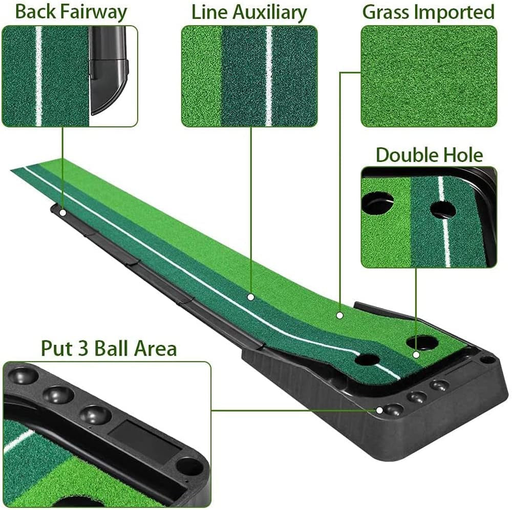 Indoor Golf Putting Green Golf Training Putting Mat Tracks with Auto Ball Return