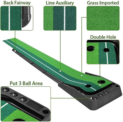 Indoor Golf Putting Green Golf Training Putting Mat Tracks with Auto Ball Return