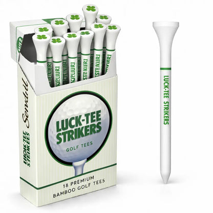 Luck-Tee Strikers Flip-Top Golf Tee Holder | Vintage-Style Pocket Case with 18 Bamboo Tees | Unique Golf Gift for Men, Cool Fathers Day Gift Golf Accessories