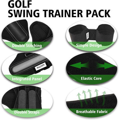 Golf Training Aid Set, Included Golf Wrist Trainer and Arm Connection Band | Classic Design, Fit for Beginner Golf Training
