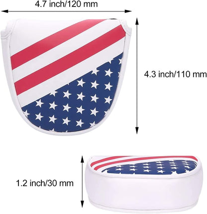 Golf Putter Cover, Golf Club Head Covers Mallet Putter Headcover Synthetic Leather Golf Blade Putter Cover with Magnetic Closure & America USA Style for Golf Putter Covers for Blade Putter Covers