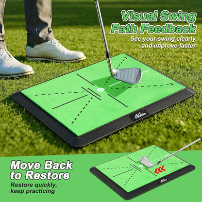Golf Hitting Mat, Golf Practice Mat for Swing Path Feedback, Extra Replaceable Training Mats with Non-Slip Heavy Duty Rubber Base, Golfer Gifts for Men Women Outdoor Indoor