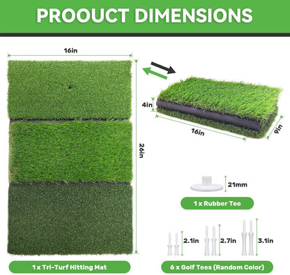 COSPOPTIC Golf Hitting Mat with Swing Path Feedback, Heavy-Duty Rubber Base Anti-Slip Golf Training Mat, Extra Replaceable Surface, Portable Practice Mat for Home Office Garage Yard Indoor Outdoor