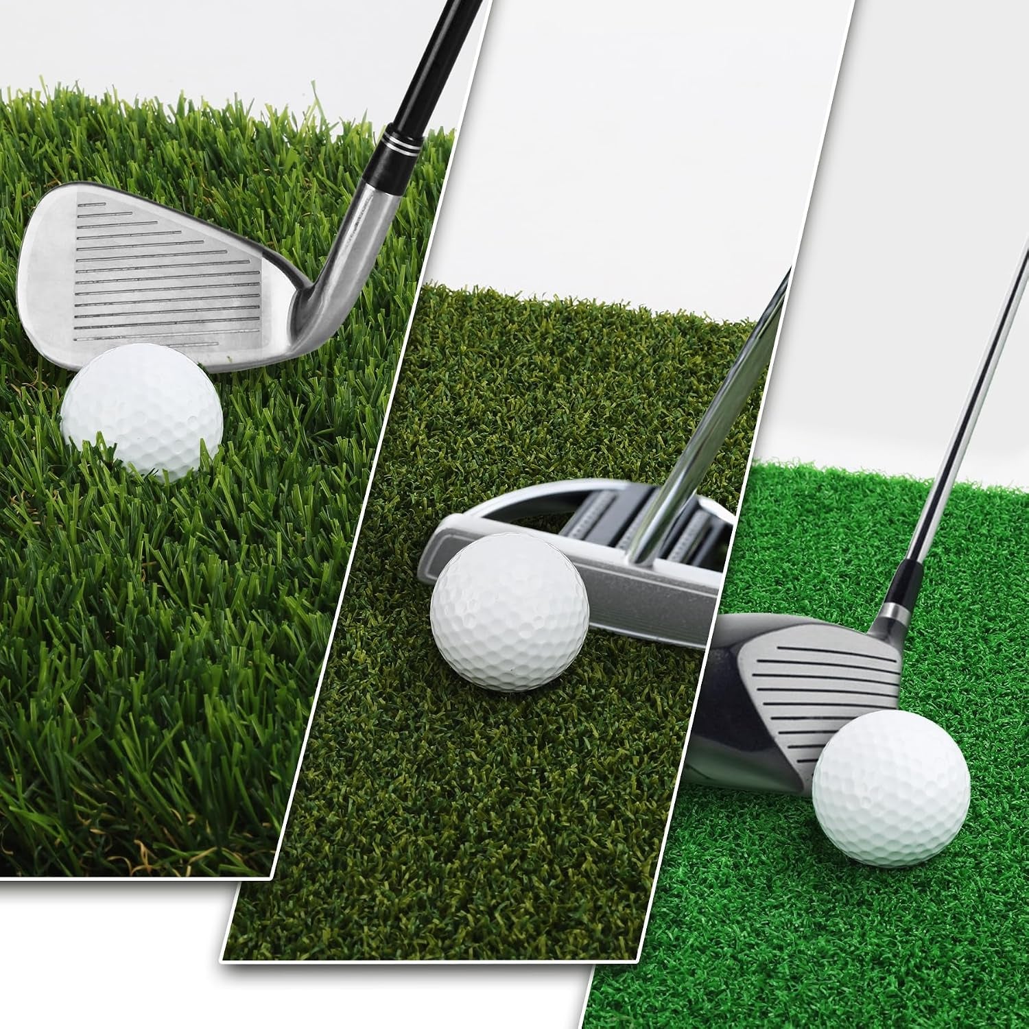 Golf Hitting Mat,Dual-Turf and Tri-Turf Portable & Foldable Golf Mat,Artificial Turf Golf Training Aids for Hitting,Swing & Putting-Ideal Golf Practice Mat for Indoor/Outdoor Use