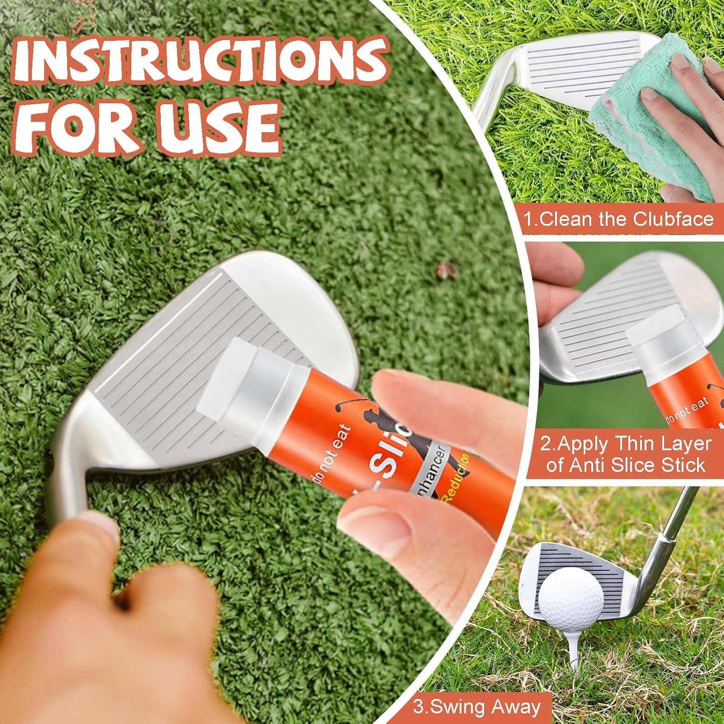 3Pcs/6Pcs Golf anti Slice Stick anti Hook Compound for Clubs Golf Driver Wax Sticks Reduce Slice & Hook Portable Practice Tool Golf Swing Training Accessory for Beginners & Casual Golfers