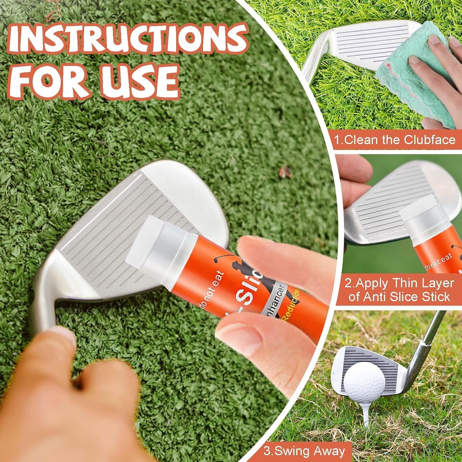 3Pcs/6Pcs Golf anti Slice Stick anti Hook Compound for Clubs Golf Driver Wax Sticks Reduce Slice & Hook Portable Practice Tool Golf Swing Training Accessory for Beginners & Casual Golfers