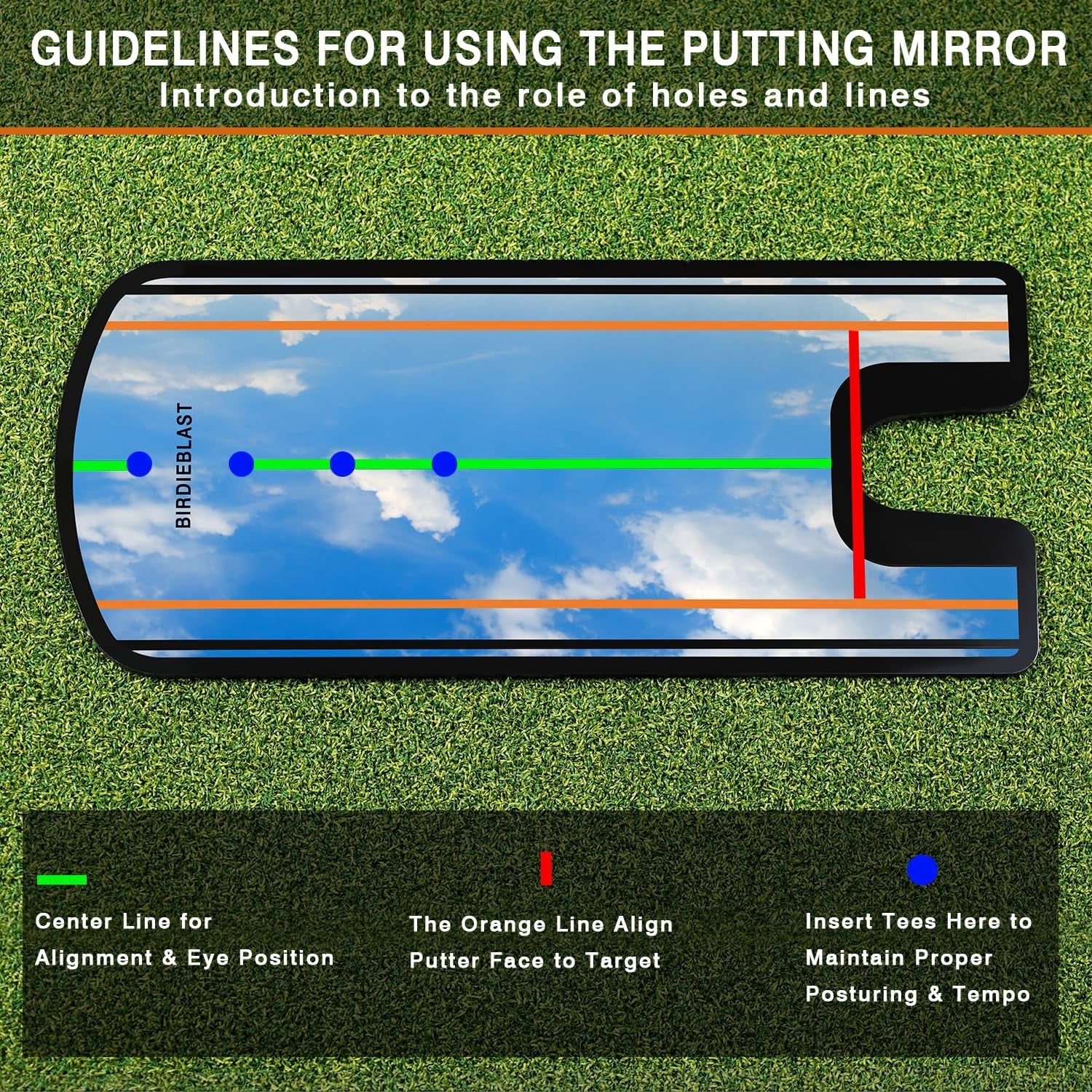 Golf Putting Mirror, Putting Mirror Training Aid for Golf with Putter Line,Golf Training Putters for Beginners