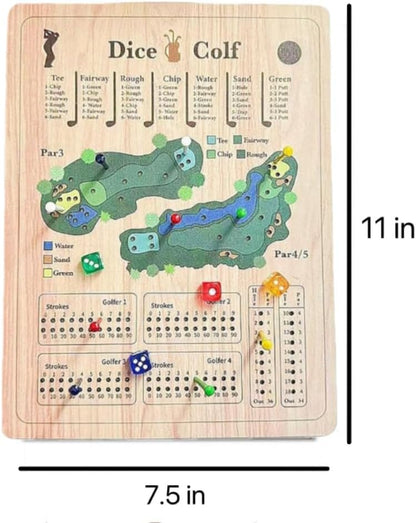 Golf Dice, Fun and Challenging Golf Dice, Wooden Tabletop Golf Dices, Perfect for Family Party Nights Holiday Parties.