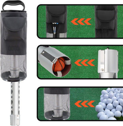 Shag Bag for Golf Balls Golf Ball Retriever, Durable Aluminum Shag Tube Golf Ball Shagger, Detachable Collector and Portable Pocket Storage Picker (Holds 70 Balls)
