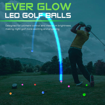 KINGTOP Glow in the Dark LED Golf Ball - Light Activated Light up Golf Ball with Fluorescent Tees and Storage Bag, Fun Night Golf Gift for Men and Women