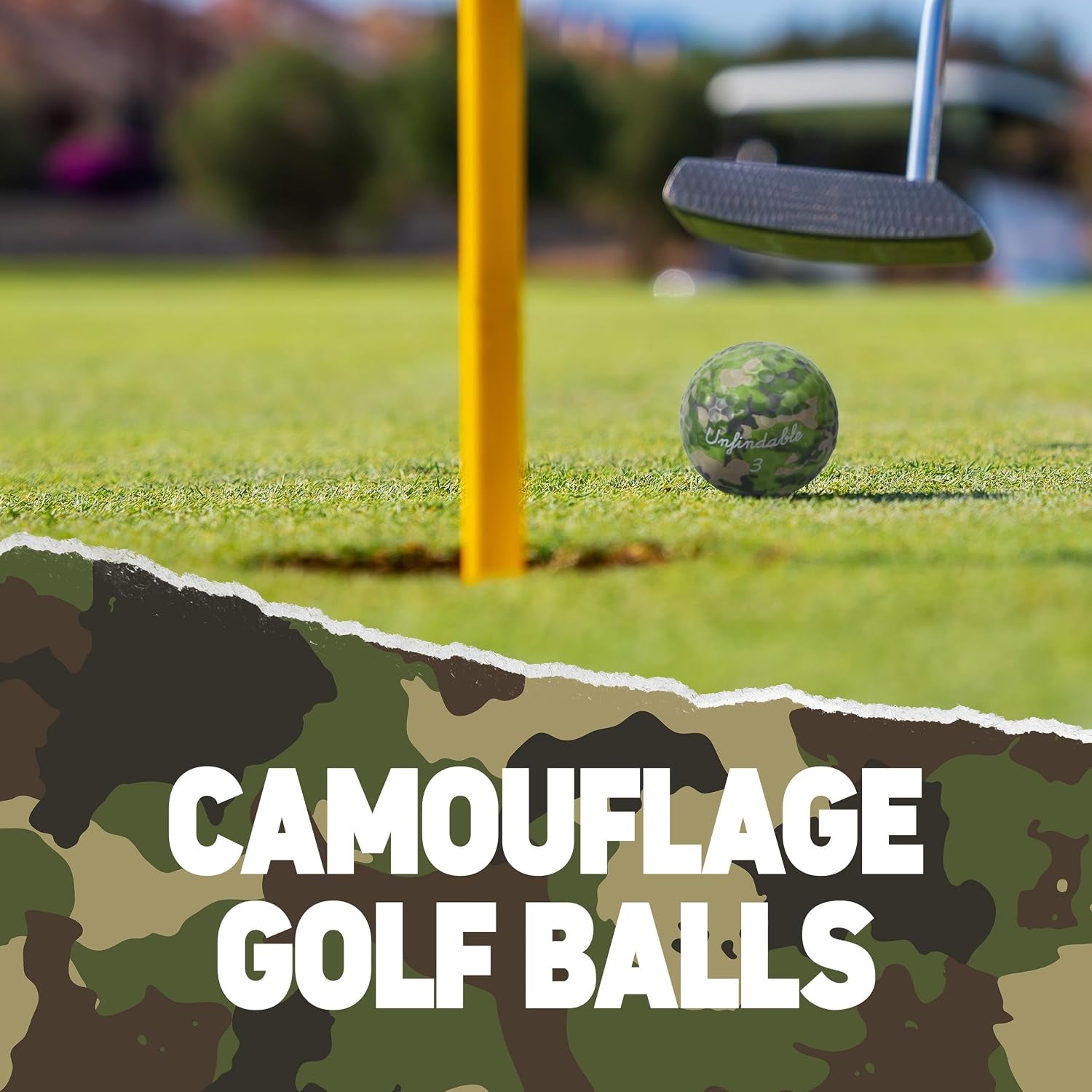 Shanker Camo Golf Balls – Funny Camouflage Prank Gift with Sayings (3-Pack) – the #1 Challenge in Golf – Novelty Gift for Golfers