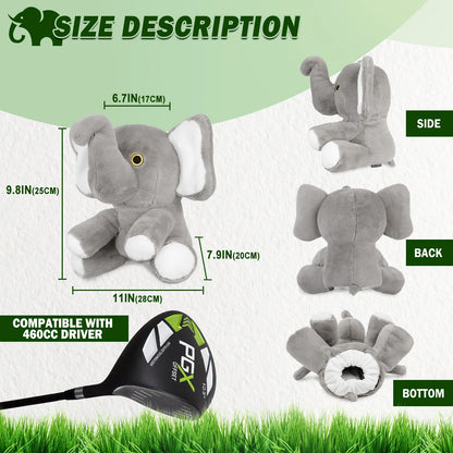 Elephant Golf Club Driver Headcovers Grey, 460Cc Great Gift Idea for Men Women Who Love Golf Also for Kids