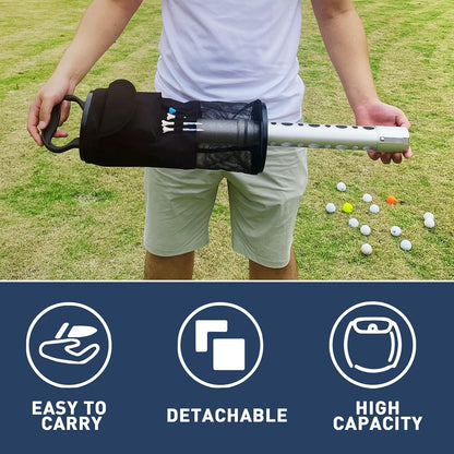 Shag Bag for Golf Balls Golf Ball Retriever, Durable Aluminum Shag Tube Golf Ball Shagger, Detachable Collector and Portable Pocket Storage Picker (Holds 70 Balls)